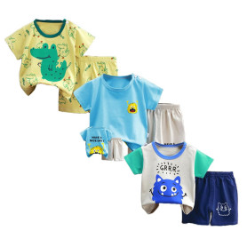 XM-Amigo Ensemble Bébé Garçon et Garçon Enfant, T-Shirt et Short à Manches Courtes, Lot de 3 Ensembles 6 Pièces, Tailles 50 à 13