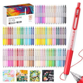 Sonlaryin 90 Couleurs Feutre Acrylique à Pointe Fine de 0.7mm | Stylos Gel Acrylique, Idéal pour Peindre, écrire et créer un Jou
