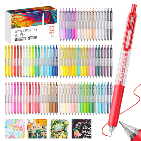 Sonlaryin 90 Couleurs Feutre Acrylique à Pointe Fine de 0.7mm | Stylos Gel Acrylique, Idéal pour Peindre, écrire et créer un Jou