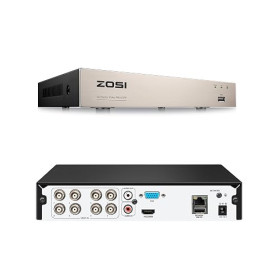 ZOSI Enregistreur DVR 8CH H.265+ 1080P, Détection Personne & Véhicule, Alerte APP Gratuite, sans Disque Dur, Enregistrement 24/7