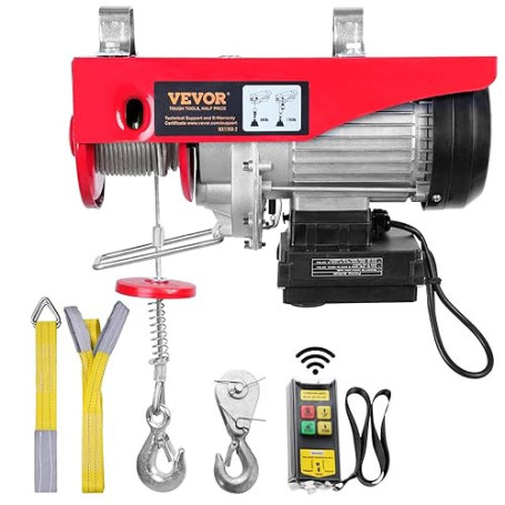 VEVOR Treuil à Câble Électrique 800 kg Palan Électrique avec Télécommande sans Fil 1450 W Treuil-Palan 10 m/min Hauteur de Levag
