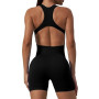 RPAEOY Combinaison Femme Été Combishort Sport Dos Nageur Body Stretch Rompers Col V Shorts Moulants Ensemble chic Combi Bustier
