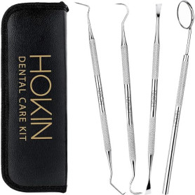HOKIN 4pcs Detartreur Dentaire Kit Dents en acier Inoxydable kit de Nettoyage Calcul Calculateur de Plaque Hygiène Scanner Croch