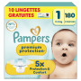 Pampers Premium Protection Couches Taille 1 x180 + 10 Lingettes Bébé | 2kg-5kg. Notre N°1 Pour La Protection De La Peau Et Contr