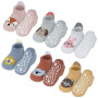 Vicloon Lot de 6 paires de chaussettes antidérapantes en coton avec imprimé animal, chaussettes antidérapantes thermiques pour b