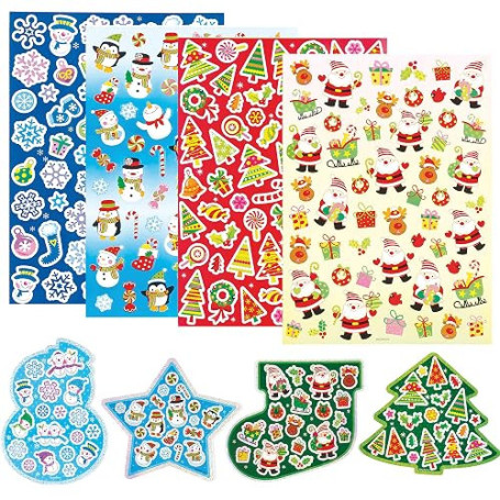 Baker Ross Lot de 280 Autocollants de Noël EX716 Coloris Assortis