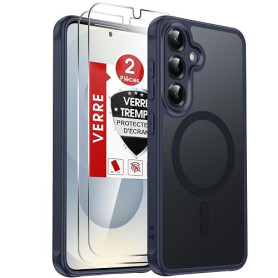LeYi Coque Magnétique pour Samsung S25, avec 2 Verre Trempé, Compatible avec MagSafe, Étui Housse Antichoc Bumper TPU Dos Transl