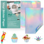 TOJUNE Papier Autocollant Vinyle Imprimable A4 (Laser Couleur) | pour Imprimante À Jet D'encre et Laser, 21x29.7 cm, Imperméable