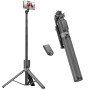 RISEOFLE 180cm Trepied Smartphone & Perche a Selfie, Trepied Telephone Portable Rétractable en Aluminium avec Télécommande sans