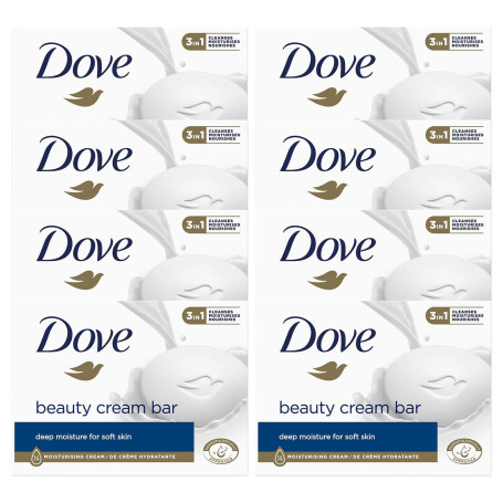 Dove Barre de crème de beauté originale 3 en 1 nettoie, hydrate et nourrit Savon de bain sans sulfate pour une peau douce et lis