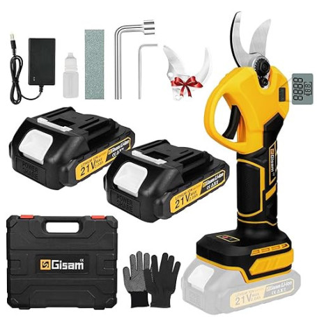 Secateur Electrique Professionnel, Gisam 40MM Secateur Electrique Sans Fil Elagueuse Electrique avec Batteries Rechargeables & L