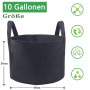 Lot de 10 sacs de plantation de 10 gallons pour légumes, sacs de plantation pour le jardin, pots de plantes épais et respirants 