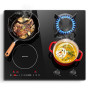 SNDOAS Table Cuisson Mixte Gaz Induction 4 Foyers 59cm, 7500W Totale | Plaque de Cuisson Induction 4100W avec Boost & Pont, Plaq