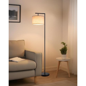 EDISHINE Lampadaire sur Pied Salon avec Abat-jour à Angle Réglable en Lin Beige, E27 Douille, 2700K Ampoule Incluse, Lampe à Pie