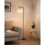 EDISHINE Lampadaire sur Pied Salon avec Abat-jour à Angle Réglable en Lin Beige, E27 Douille, 2700K Ampoule Incluse, Lampe à Pie