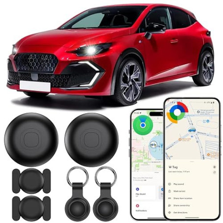 Traceur GPS pour Véhicules, 2PCS Magnétique Smart Tag Tracker Android et iOS, Localisateurs D’Objets Traceur GPS sans Abonnement