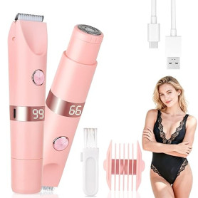 Beanify Épilateur Bikini Femme Étanche IPX7, Rasoir Électrique Double Tête 2 en 1 avec Écran LED, Rechargeable par USB, Épilatio