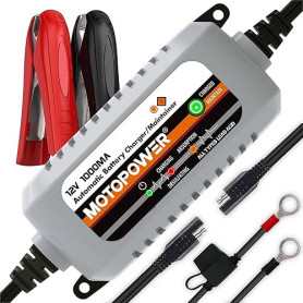 MOTOPOWER MP00205B 12V 1000mA Chargeur/Mainteneur de Batterie entièrement Automatique
