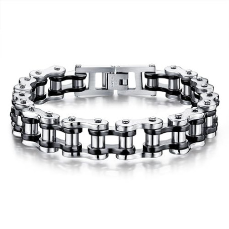 vissen Bracelet Homme Moto Chaine en Acier Inoxydable 21cm Vélo Chaîne Bracelet Bijoux Cadeau