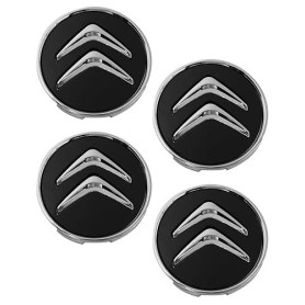 ZEXIJOW Lot de 4 enjoliveurs de Roue Noirs,pour Citroën 60 mm C1 C3 C4 C5 C6 DS3,Enjoliveurs de Roue en Alliage,Bonne stabilité