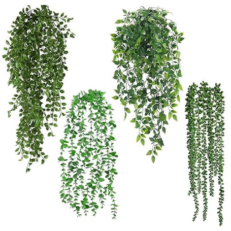 Auauraintt 4 Pcs Plante Artificielle Tombante, 55-80cm Plantes Suspendues | Plantes Artificielles Interieur et Exterieur,pour Bu