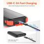 Batterie Externe Solaire 26800mAh, Power Bank PD15W USB C avec 3 Câbles, 5 Sorties 3 Entrées, Chargeur Solaire étanche avec Deux