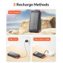 Batterie Externe Solaire 26800mAh, Power Bank PD15W USB C avec 3 Câbles, 5 Sorties 3 Entrées, Chargeur Solaire étanche avec Deux