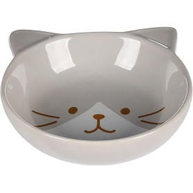 Flamingo Gamelle pour Chats Kapo céramique Gris Rond - 280ml - 13,5x14,5x4cm - Gamelle pour la Nourriture et l'eau pour Chat