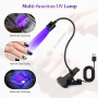 AiQInu Lampe UV Ongles Gel, LED Lampe Pose Americaine Ongle 3W, Ajustable Séchoirs à Ongles avec USB, avec Clip (Noir)