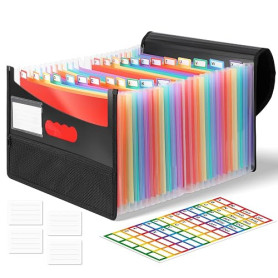 Euqvunn Trieur Document, Range Document à 25 compartiments pour Rangement Papier Administratif, format A4 avec onglets arc-en-ci