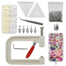 Presse manuelle avec perles colorées, clous à rivets et pinces à épiler, pour décorer des vêtements, robes, sacs, bandeaux à che