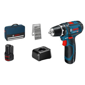 Bosch Professional 12V System perceuse-visseuse sans-fil GSR 12V-15 (avec 2 batteries 2,0 Ah, chargeur GAL 12V-20, set d’embouts