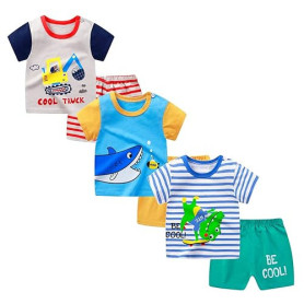 XM-Amigo Lot de 3 Ensembles Bébé et Garçon T-Shirt Short Manches Courtes | Vêtements en coton à manches courtes, adaptés comme s