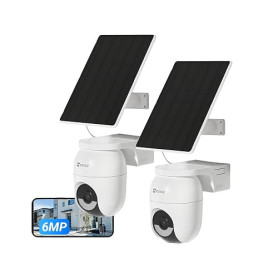 EZVIZ 3K+(6MP) 2PK Caméra Extérieure sans Fil CB8 Lite+5W Panneau Solaire | Mode AOV (Enregistrement 24h/24), Détection de Perso