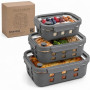 Dalena Home Meal Prep Boîtes Set 1x640ml, 1x 1050ml, 1x1520ml – Verre borosilicate, hermétique, empilable, micro-ondes avec valv