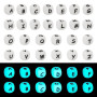 Spritewelry Lot de 52 perles lumineuses en silicone avec lettres de l'alphabet phosphorescentes pour fabrication de porte-clés,