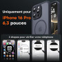 TOCOL Coque pour iPhone 16 Pro, Compatible avec MagSafe, Noir | Anneau Magnétique Intégré, Protection de l'objectif Améliorée, R
