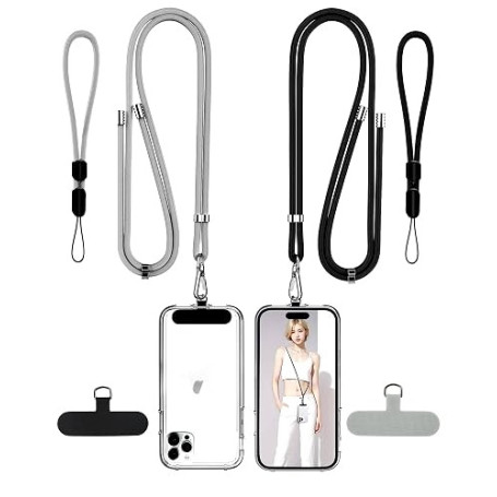 Acual 2 PCS Cordon Téléphone Portable, Lanière de Téléphone Portable | Adjustable, avec 2 Patchs, 2 Dragonne Telephone Portable,