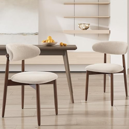 COLAMY Chaise de Cuisine en Set de 2, Chaises à Manger Modernes avec Dossier Rigide, Chaises de Salle à Manger en Tissu avec Pie