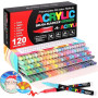 Laconile 120 Couleurs Feutre Acrylique, Stylos Acryliques à Pointe Pinceau pour le Coloriage Adulte ，Acrylic Paint Markers pour