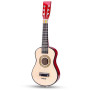 Woet® Guitare Jouet Naturelle en Bois pour Enfants, 6 Cordes en Nylon avec Sangle, Corde de Rechange et Livret Musical Coloré av