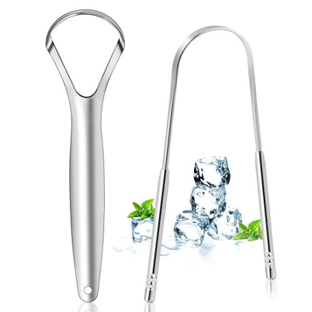 Brencco 2 Gratte Langues en Acier Inoxydable, Brosse à Langue Pour le Nettoyage De la Bouche, Recyclable, Facile à Nettoyer | Gr