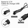 ZYGY 2PCS 3.7V 500mAh Batterie SM-2P & câble de Charge USB pour Télécommande d'ingénierie de véhicule d'entraînement DE35 DE38 D