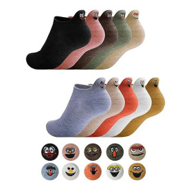 HAGOT 10 Paires Chaussettes Femme 36-42, Chaussettes Rigolotes Femme, Socquettes Basses Motif pour Femmes et Filles Fantaisie, C