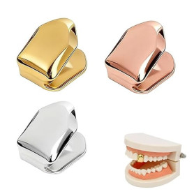 CFEWV 3 Pièces de Set de Dents Fausses pour Adultes, Appareil Hip Hop plaqué Or et Argent, Décorations Dentaires et Bijoux, Dent