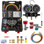 HEYOUTH Réfrigérant Manifold Gauge Set, Ensemble de manomètres pour climatisation,Manomètre pour Réfrigérant Automobile,avec 3X