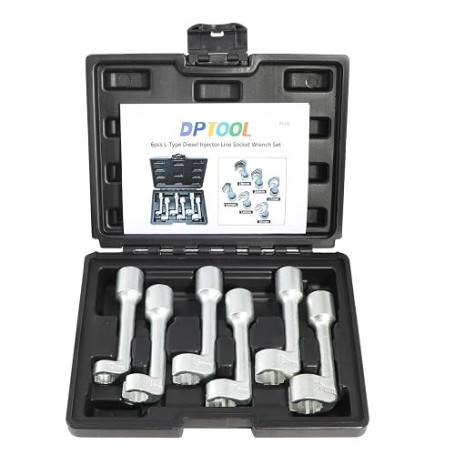 DPTOOL 6 Pièces Douilles D'injection de Ligne D'injecteur de Carburant, 1/2 Dr L-Type Diesel Injector Line Jeu de clés à douille