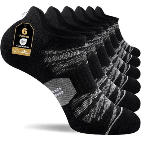 Niorasen Chaussettes de Sport Homme Femme, Chaussettes Basses Coton Respirantes à Compression Légère, Anti-Ampoules, Soutien de