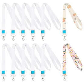 SOFPLATE 1 boîte de 12 paquets de Cordons de Sublimation Vierges Cordons Blancs avec Fermoir en Fer Porte Clés Crochets Pivotant