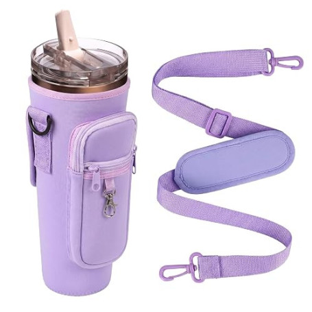 AEYURUID Sac de Transport pour Bouteille d’Eau en Néoprène, Compatible avec Stanley 40 oz – Poche pour Téléphone, Sangle Réglabl